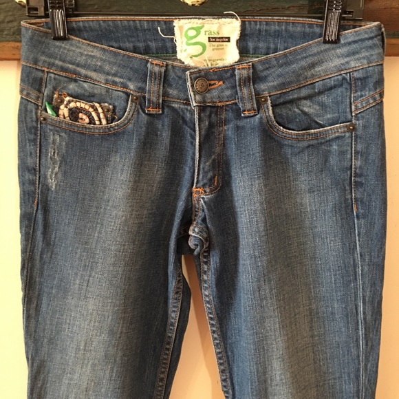 Grass Los Angeles Flare Jeans with Embroidered Pockets Size 26 - Picture 9 of 16